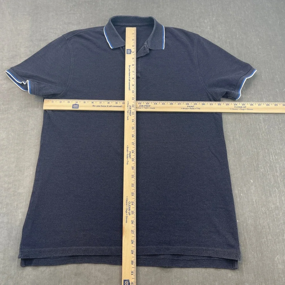 J Crew Mens X-Large Navy Blue Slim Fit Tipped Pique‎ Polo Shirt C3332